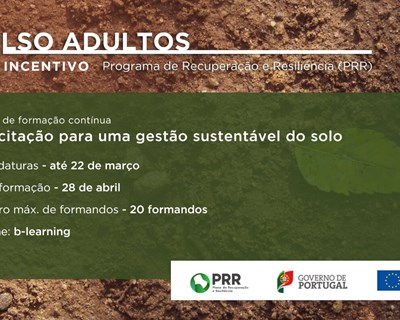 20 bolsas de incentivo: formação "Capacitação para uma gestão sustentável do solo"
