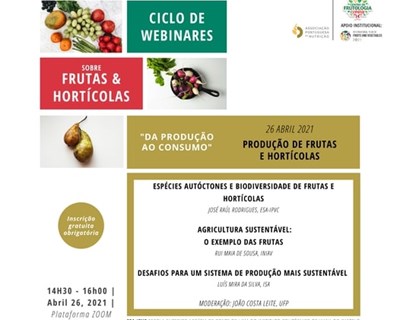 Ciclo de webinares sobre Frutas e Hortícolas: da Produção ao Consumo