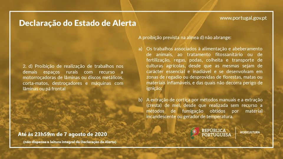 Ministério da Agricultura Estado de Alerta