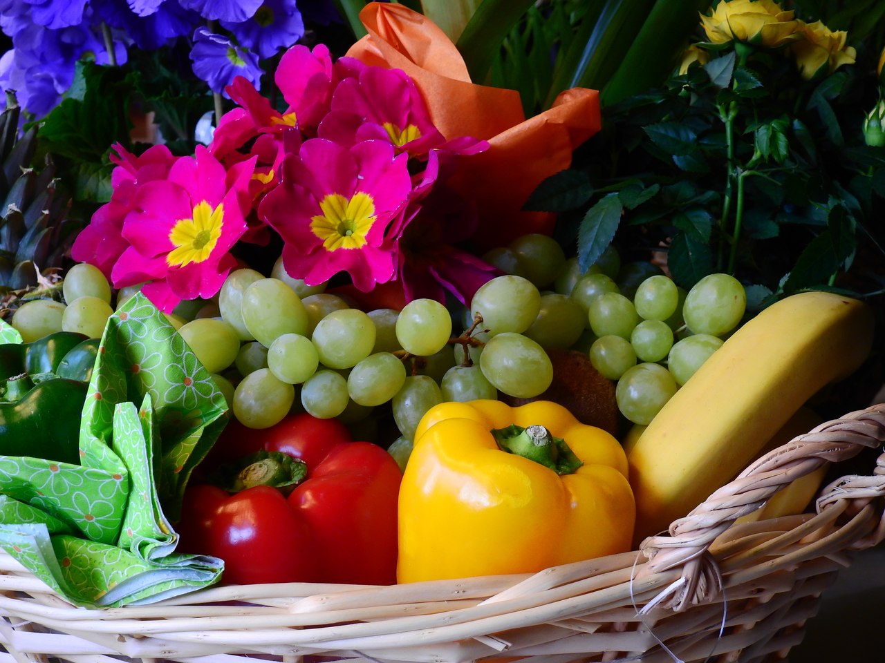 Frutas, legumes e flores