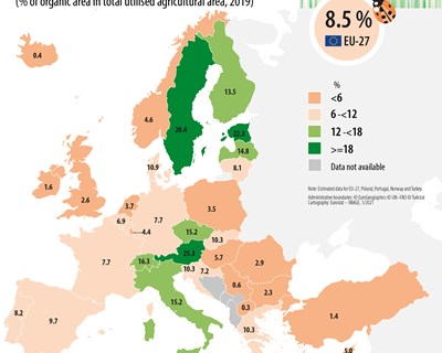 Área de agricultura biológica na UE aumentou 46% desde 2012