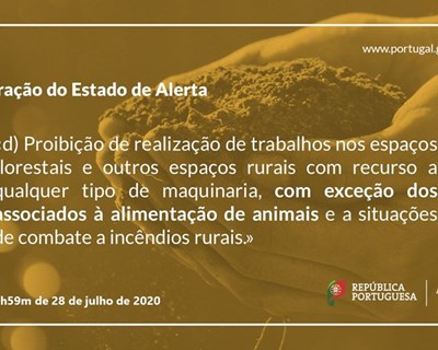 Ministério da Agricultura declara Estado de Alerta devido aos incêndios